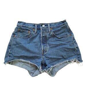 Levi's Size 26 Women's 501 Medium Wash Cut Off Jean Shorts Festival Summer Beach